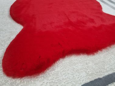 Rabbit Postu Tüylü Kaydırmaz Halı 80x150 Cm Kırmızı - Çeyiz Diyarı (1)