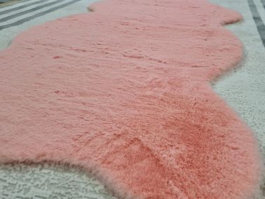 Rabbit Postu Tüylü Kaydırmaz Halı 80x150 Cm Pembe - Çeyiz Diyarı (1)