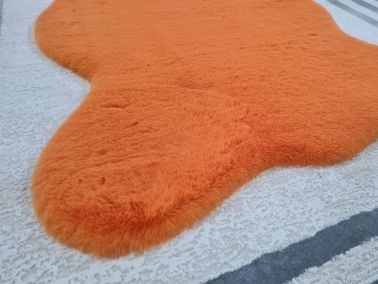 Rabbit Postu Tüylü Kaydırmaz Halı 80x150 Cm Turuncu - Çeyiz Diyarı (1)