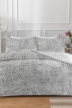 Rabina Tavşan Tüyü Çift Kişilik Yorgan Seti 195x215 Cm Gri - Çeyiz Diyarı