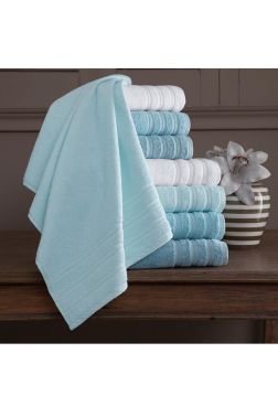 Rainbow Banyo Havlu Seti 8 Parça Mavi - Çeyiz Diyarı