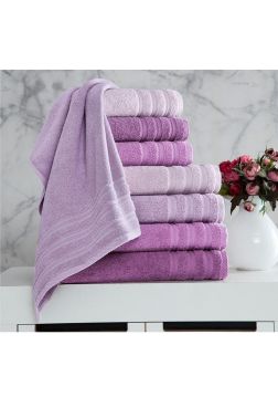 Rainbow Banyo Havlu Seti 8 Parça Mor - Çeyiz Diyarı