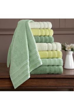 Rainbow Banyo Havlu Seti 8 Parça Yeşil - Çeyiz Diyarı