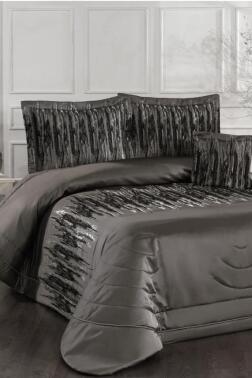 Reyes Elyaf Dolgulu Çift Kişilik 250x255 Cm Yatak Örtüsü Haki - Çeyiz Diyarı