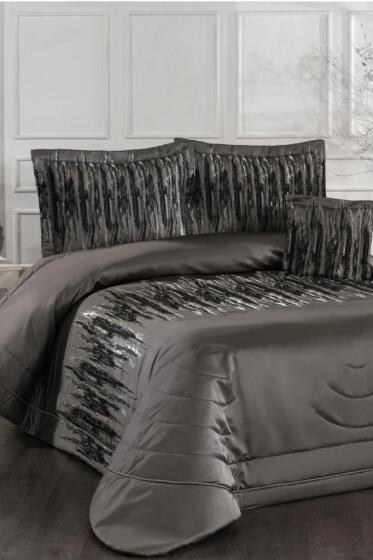 Reyes Elyaf Dolgulu Çift Kişilik 250x255 Cm Yatak Örtüsü Haki - Çeyiz Diyarı