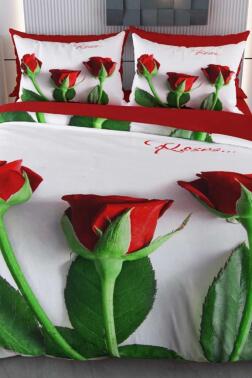 Rose Mikro Saten 3D Dijital Baskılı Çift Kişilik Nevresim Takımı - Çeyiz Diyarı