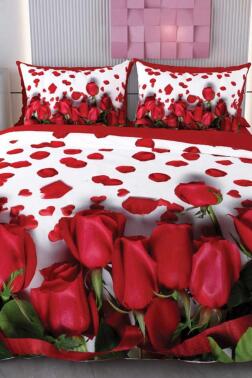 Rose Rain Mikro Saten 3D Dijital Baskılı Çift Kişilik Nevresim Takımı - Çeyiz Diyarı