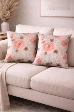 Rosella Baskılı 2li Kırlent Kılıfı 40x40 cm - Çeyiz Diyarı