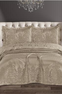 Royal Şönil Çift Kişilik Yatak Örtüsü 240x260 cm Bej - Çeyiz Diyarı