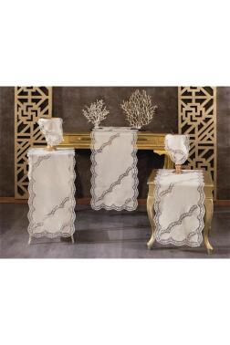 Rua Keten 5 Parça Salon Takımı Cappucino - Çeyiz Diyarı