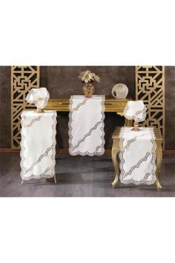 Rua Keten 5 Parça Salon Takımı Krem - Çeyiz Diyarı