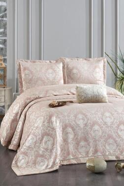 Safir Şönil Çift Kişilik Yatak Örtüsü 260x260 cm Somon - Çeyiz Diyarı