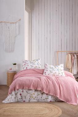 Şalemar 4 Parça Çift Kişilik Pike Takımı Pudra - Çeyiz Diyarı