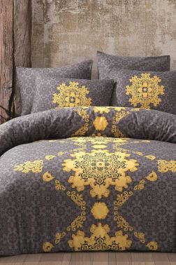 Saltanat %100 Pamuk Çift Kişilik Nevresim Takımı Sarı - Çeyiz Diyarı