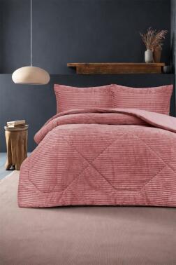 Saray Çift Kişilik Yatak Örtüsü 220x240 Gül Kurusu - Çeyiz Diyarı