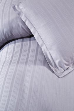 Satin Kinox Armürlü Çift Kişilik Nevresim Takımı Gri - Çeyiz Diyarı