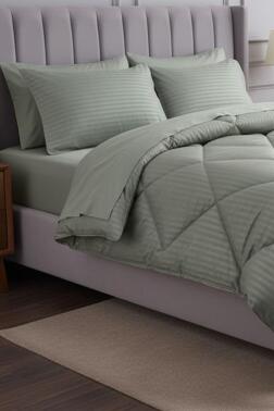 Satin Pollysaten Comforter Çift Kişilik Yorgan Seti Yeşil - Çeyiz Diyarı