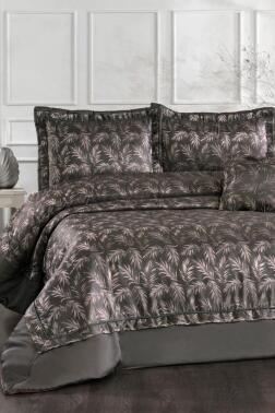 Savana Elyaf Dolgulu Çift Kişilik 250x255 Cm Yatak Örtüsü Antrasit - Çeyiz Diyarı