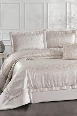 Savana Elyaf Dolgulu Çift Kişilik 250x255 Cm Yatak Örtüsü Ekru - Çeyiz Diyarı