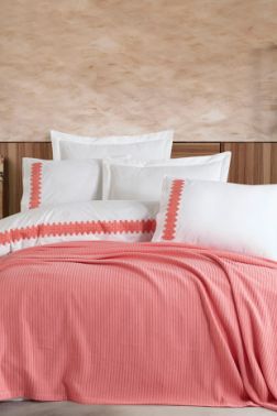 Scarlet Çift Kişilik Nevresimli Pike Takımı Pudra - Hobby