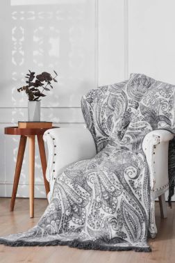 Scialle Çift Kişilik Pamuklu Battaniye Gri - Çeyiz Diyarı