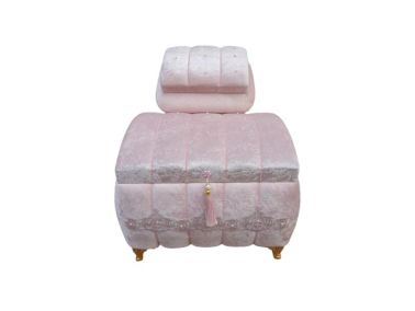 Serena Lüks Taşlı Püsküllü 2'li Çeyiz Sandığı Pudra - Çeyiz Diyarı