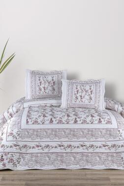 Sevora Baskılı Kapitoneli Çift Kişilik Yatak Örtüsü Gül Kurusu - Çeyiz Diyarı