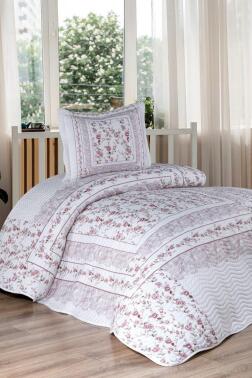 Sevora Baskılı Kapitoneli Tek Kişilik Yatak Örtüsü Gül Kurusu - Çeyiz Diyarı