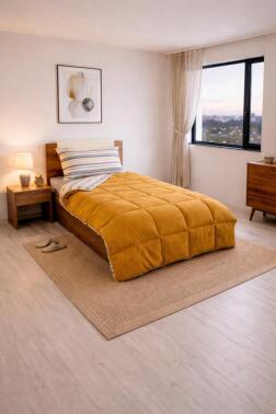 Sherpa Peluş Tek Kişilik Lastikli Çarşaflı Comforter Set Cappucino - Çeyiz Diyarı