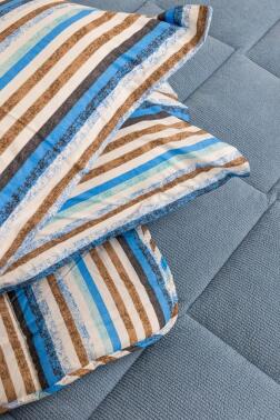 Sherpa Peluş Tek Kişilik Lastikli Çarşaflı Comforter Set Mavi - Çeyiz Diyarı (1)