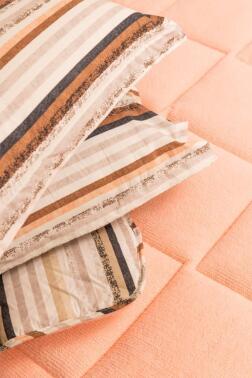 Sherpa Peluş Tek Kişilik Lastikli Çarşaflı Comforter Set Pudra - Çeyiz Diyarı (1)