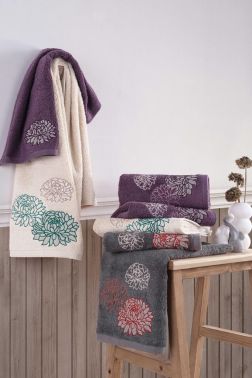 Siena Nakışlı Çeyizlik 6lı Bambu El Yüz Havlusu 50x90 Cm - Çeyiz Diyarı