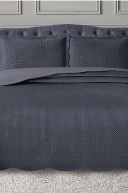 Silvia Çift Kişilik Lüks Kadife Yatak Örtüsü Antrasit - Çeyiz Diyarı