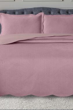 Silvia Çift Kişilik Lüks Kadife Yatak Örtüsü Pudra - Çeyiz Diyarı