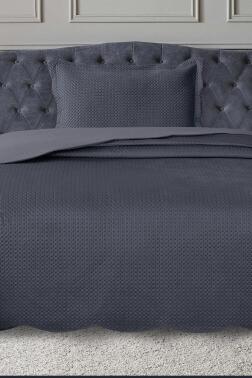 Silvia Tek Kişilik Lüks Kadife Yatak Örtüsü Antrasit - Çeyiz Diyarı