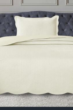 Silvia Tek Kişilik Lüks Kadife Yatak Örtüsü Krem - Çeyiz Diyarı