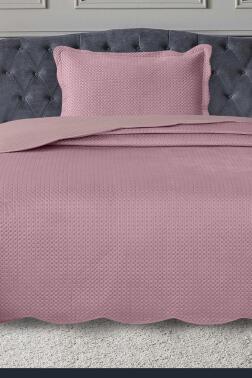 Silvia Tek Kişilik Lüks Kadife Yatak Örtüsü Pudra - Çeyiz Diyarı