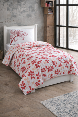 Silvia Tek Kişilik Ranforce Nevresim Takımı Kırmızı - Hobby