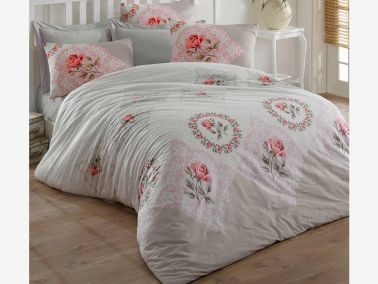 Şima %100 Pamuk Çift Kişilik Nevresim Takımı Gri - Çeyiz Diyarı