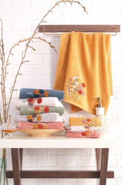 Sima Nakışlı Çeyizlik 6lı Bambu El Yüz Havlusu 50x90 Cm - Çeyiz Diyarı