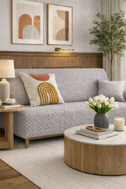 Sofa Cover Pelüş Kaymaz Tabanlı Koltuk Örtüsü 170x215 Cm Gri - Çeyiz Diyarı