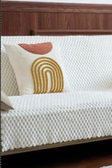 Sofa Cover Pelüş Kaymaz Tabanlı Koltuk Örtüsü 170x215 Cm Krem - Çeyiz Diyarı