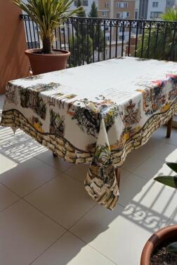 Sokak Dertsiz Masa Örtüsü 150x150 cm - Çeyiz Diyarı