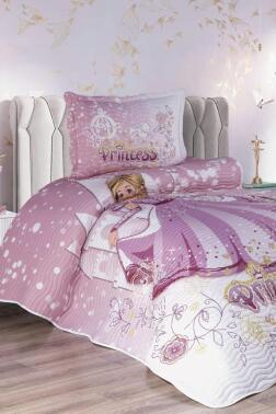 Solenya Baskılı Kapitoneli Tek Kişilik Yatak Örtüsü Pembe - Çeyiz Diyarı