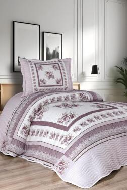 Solindra Baskılı Kapitoneli Tek Kişilik Yatak Örtüsü Gül Kurusu - Çeyiz Diyarı