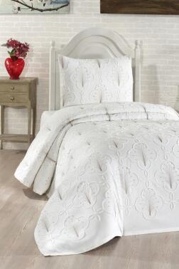 Sonay Nakışlı Şönil 2 Parça Tek Kişilik Yatak Örtüsü - Çeyiz Diyarı