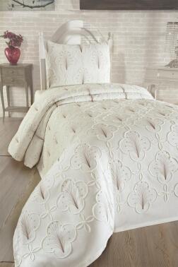 Sonay Nakışlı Şönil 2 Parça Tek Kişilik Yatak Örtüsü - Çeyiz Diyarı (1)