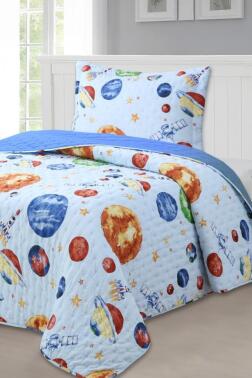 Space Genç Ve Çocuk Tek Kişilik Yatak Örtüsü 180x240 - Çeyiz Diyarı