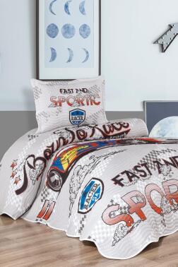 Sportic Car Baskılı Kapitoneli Tek Kişilik Yatak Örtüsü - Çeyiz Diyarı