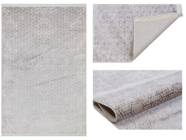 Still Hexagon Kaymaz Tabanlı Dikdörtgen Halı 80x150 Cm Bej - Çeyiz Diyarı